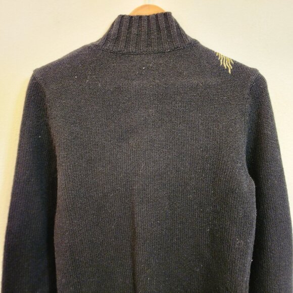 Vintage Lauren Ralph Lauren Gold Dragon Embroidery Sweater LambsWool Women PM - Picture 12 of 14